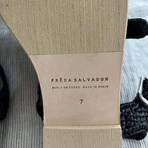 FREDA SALVADOR Sera Fisherman sandal in black raffia, size 7, NEW in box - Picture 11 of 12